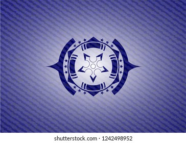 ninja star icon inside emblem with jean texture