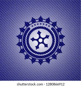 ninja star icon inside emblem with jean texture