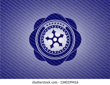 ninja star icon inside emblem with jean background