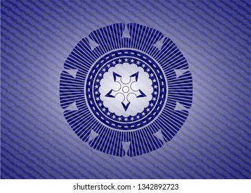 ninja star icon inside emblem with jean background