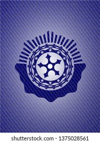ninja star icon inside emblem with jean background
