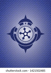 ninja star icon inside emblem with jean texture