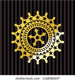 ninja star icon inside gold emblem
