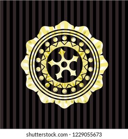ninja star icon inside gold shiny badge