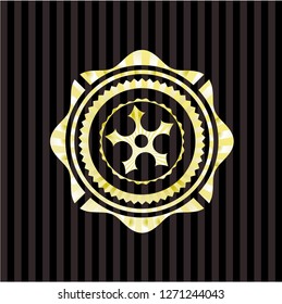 ninja star icon inside gold shiny emblem