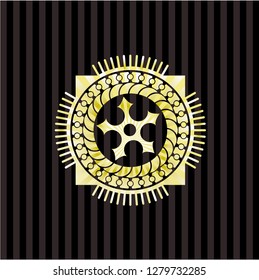 ninja star icon inside gold shiny badge