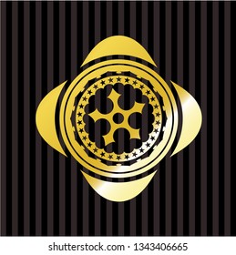 ninja star icon inside gold emblem