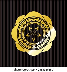 ninja star icon inside gold emblem or badge