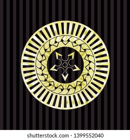 ninja star icon inside gold shiny emblem