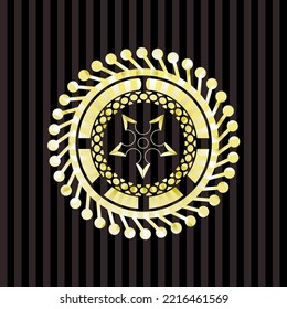 icono de la estrella ninja dentro de la insignia dorada brillante. 