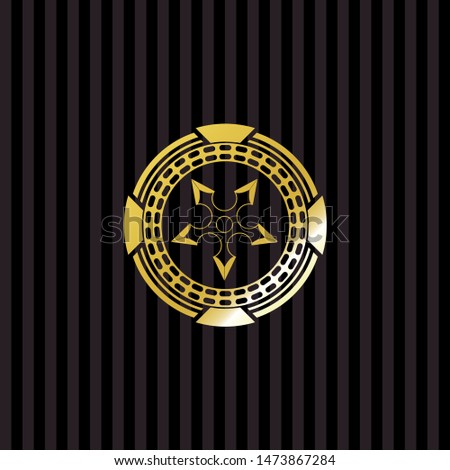 ninja star icon inside gold shiny badge