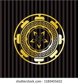 ninja star icon inside golden emblem