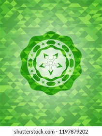 ninja star icon inside green mosaic emblem
