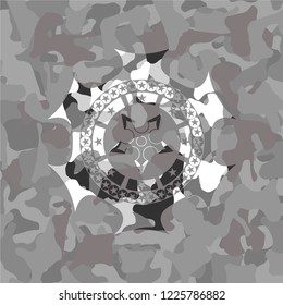 ninja star icon inside grey camo texture