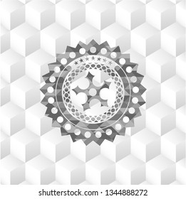 ninja star icon inside grey icon or emblem with geometric cube white background