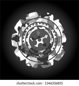ninja star icon inside grey camouflage texture