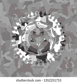 ninja star icon inside grey camo texture