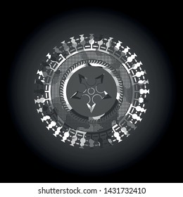 ninja star icon inside grey camo texture