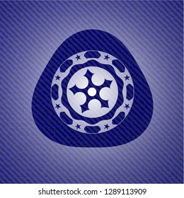 ninja star icon inside jean background