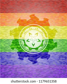 ninja star icon inside lgbt colors emblem 