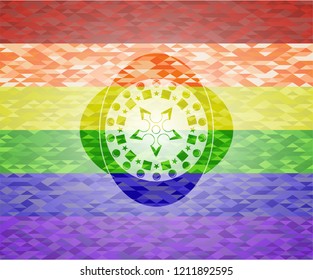 ninja star icon inside lgbt colors emblem 