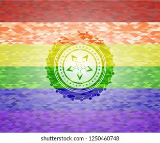 ninja star icon inside lgbt colors emblem 