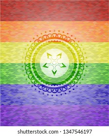 ninja star icon inside lgbt colors emblem 