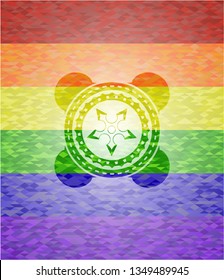ninja star icon inside lgbt colors emblem 
