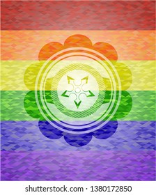 ninja star icon inside lgbt colors emblem 