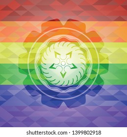 ninja star icon inside lgbt colors emblem 