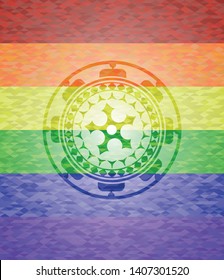 ninja star icon inside lgbt colors emblem 