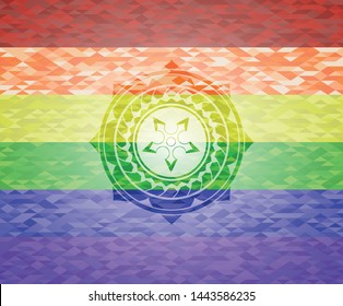 ninja star icon inside lgbt colors emblem 