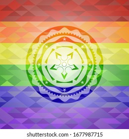 ninja star icon inside lgbt colors emblem 