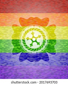 ninja star icon inside lgbt colors emblem. 