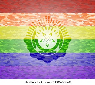 ninja star icon inside lgbt colors emblem. 