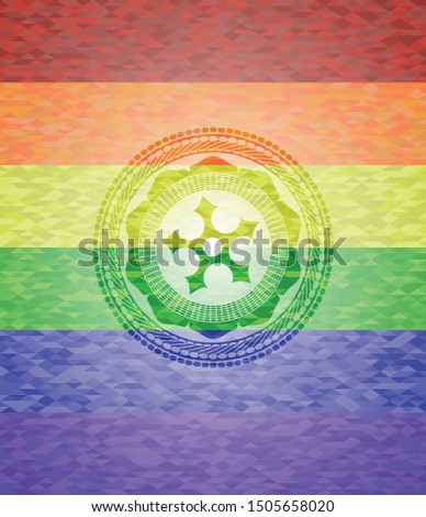 ninja star icon inside lgbt colors emblem 