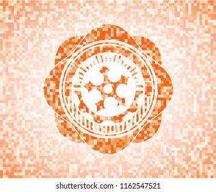 ninja star icon inside orange mosaic emblem with background