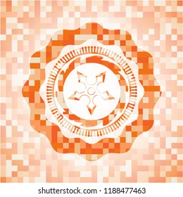 ninja star icon inside orange mosaic emblem