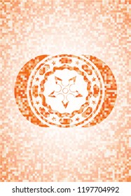 ninja star icon inside orange mosaic emblem with background
