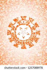 ninja star icon inside orange mosaic emblem