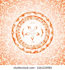 ninja star icon inside orange mosaic emblem