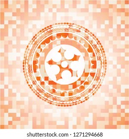 ninja star icon inside orange mosaic emblem