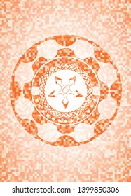 ninja star icon inside orange mosaic emblem