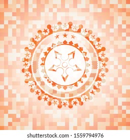 ninja star icon inside orange mosaic emblem