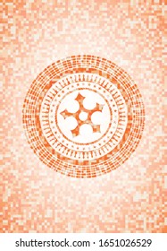 ninja star icon inside orange mosaic emblem