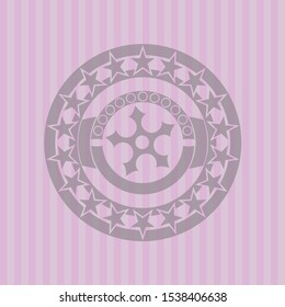 ninja star icon inside pink emblem