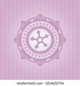 ninja star icon inside pink icon or emblem. Elegant design. 