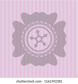 ninja star icon inside realistic pink emblem