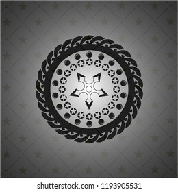 ninja star icon inside realistic black emblem