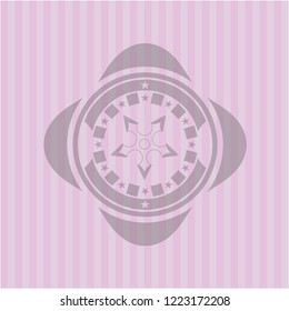 ninja star icon inside realistic pink emblem
